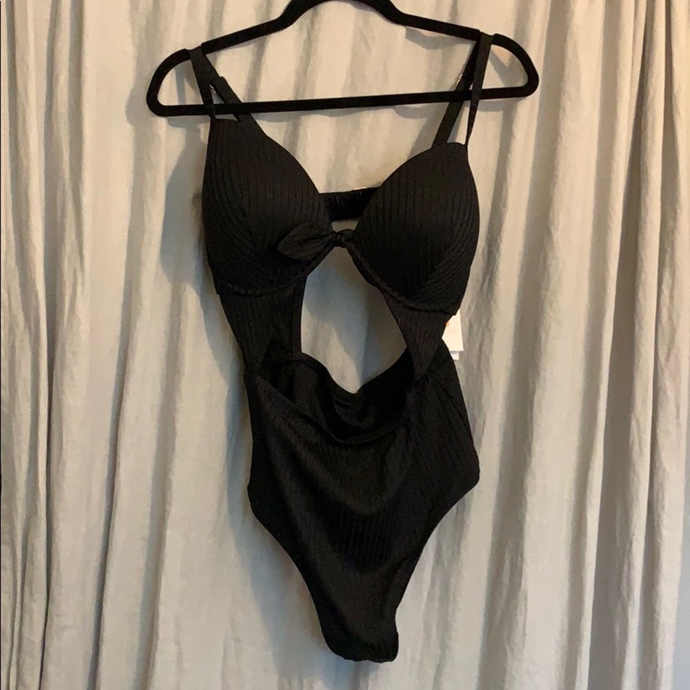 Black cut-out bathing suit